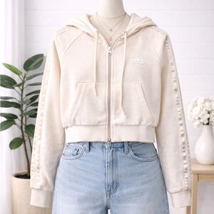 Adidas Cropped Full Zip Cream Hoodie XS